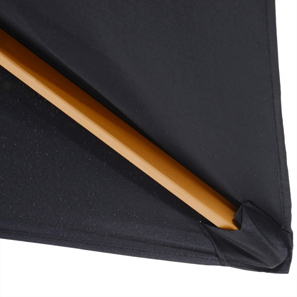 image 1 of Outsunny Wooden Garden Parasol Sun Shade Patio Umbrella Canopy Black