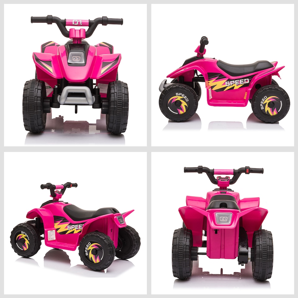 image 1 of HOMCOM 6V Kids Electric Ride on Car All Terrain Vehicle Toy Quad Bike with Forward Reverse Functions Toddlers for 18-36 Months Old Pink