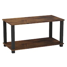 Sandra 2 Tier Coffee Table Side Table With Shelf TV Stand Minimalist Style 83cm | Multi | Rustic Brown with Black Legs | 1