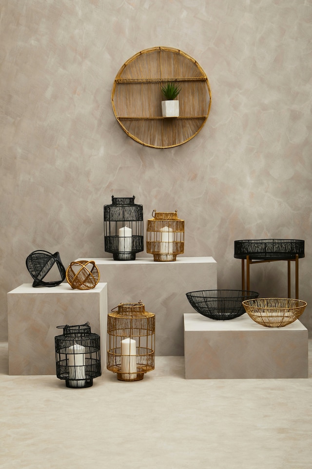 image 1 of Orsina Black Wire Round Wall Shelf, Modern Metal Wall Shelf, Chic Black Wall Shelf, Wall Shelf for Living Room