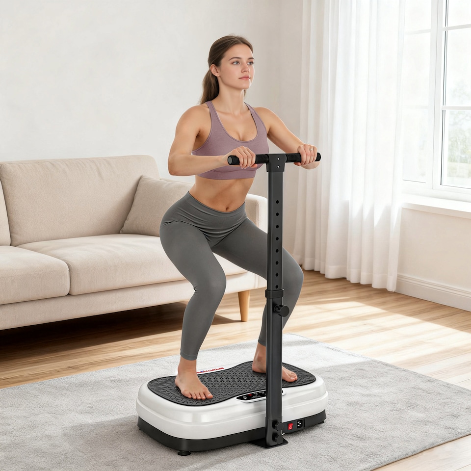 image 1 of SPORTNOW Vibration Plate Exercise Machine, Quiet Vibrating Plate for Weight Loss and Lymphatic Drainage with Adjustable & Removable Handle, Remote Control, Auto or Manual Speeds