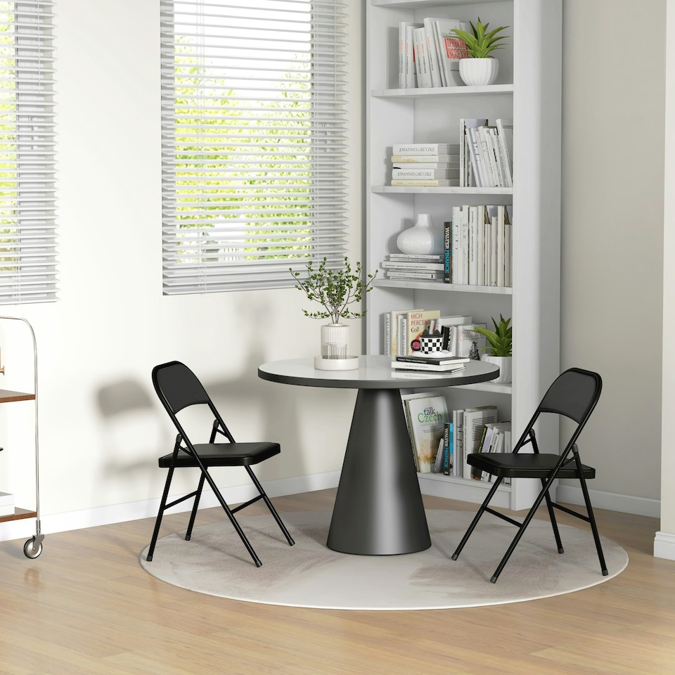 image 1 of HOMCOM 2 Pack Padded Folding Chairs with Cushioned Seat and Metal Frame Black