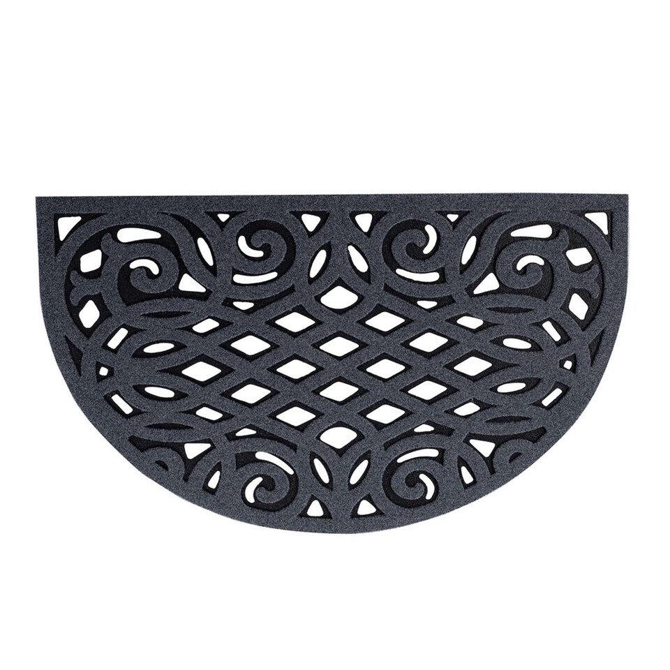 image 1 of Nicoman Victorian Style Halfmoon Rubber Outdoor Door Mat Grey 75 x 44cm | Grey | Open Back (For Outdoors)