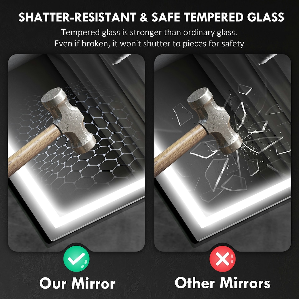 image 1 of HOMCOM 600 x 800 mm Bathroom Mirror with Bluetooth Lights Demister Pad | Silver