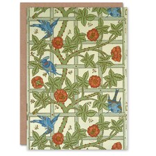 William Morris Art Card Trellis Rose Bush and Birds