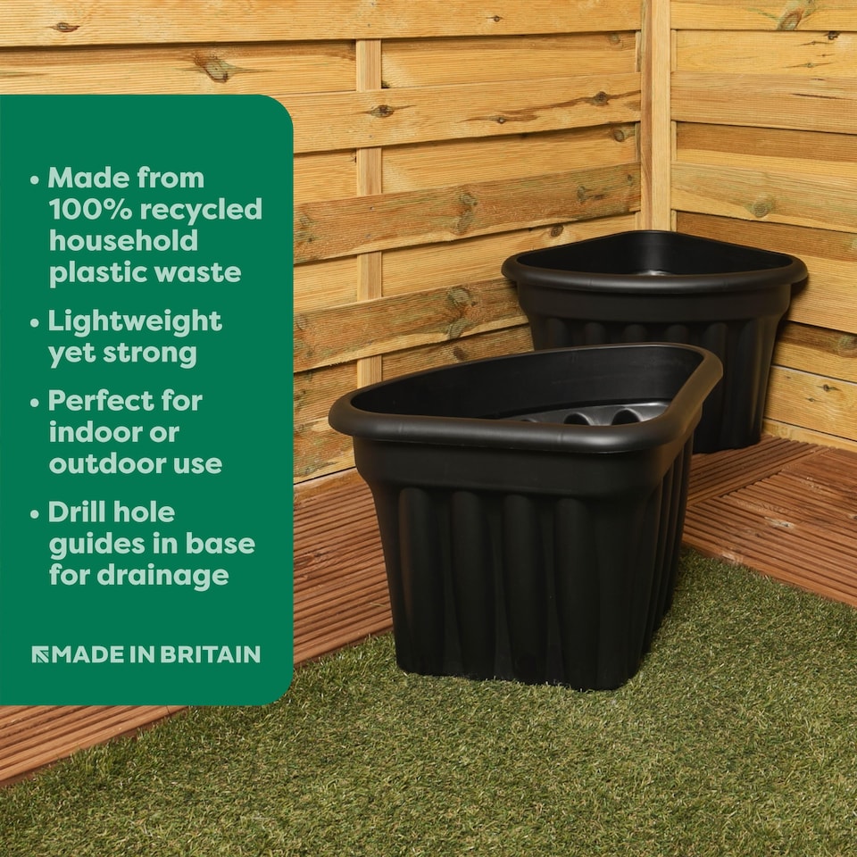 image 1 of Wham Vista 4 x 40cm Corner Plastic Garden Planters | Black | Slate/Black