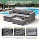 image 4 of 3-Piece Rattan Garden Corner Sofa Set with Coffee Table & Washable Cushions
