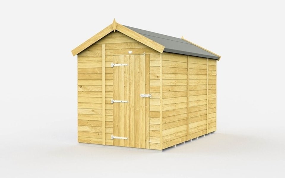 image 1 of 6 x 10 Feet Apex Shed - Single Door Without Windows - Wood - L302 x W175 x H217 cm | Brown