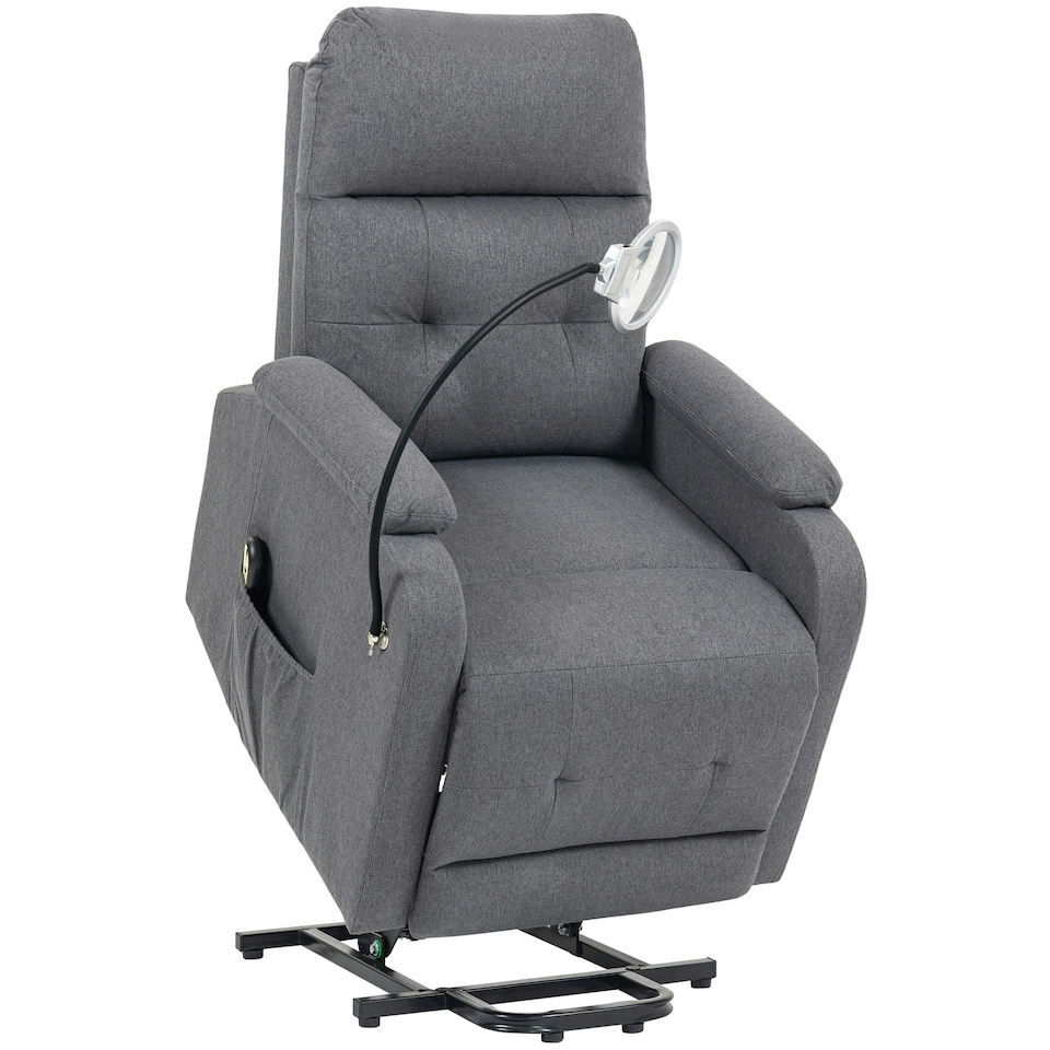 image 1 of HOMCOM Linen Fabric Electric Recliner Chair with Remote Control, Grey Grey