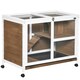 image 1 of PawHut Wood Rabbit Hutch Bunny Cage Pet House Indoor W/ Tray Ramp, Brown