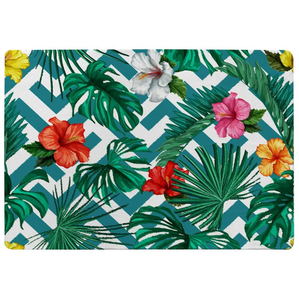 image 1 of Tropical Leaves & Geometrics (Rug) Green | XL: 160x230cm