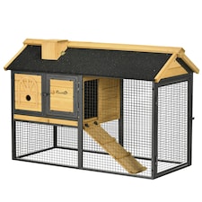 PawHut Rabbit Hutch, Guinea Pig Hutch 2 Tiers w/Tray & Ramp, for 1-2 Rabbits