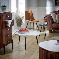 Ruby Mango Wood Wide Chest of Drawers With Marble Top & Metal Legs
