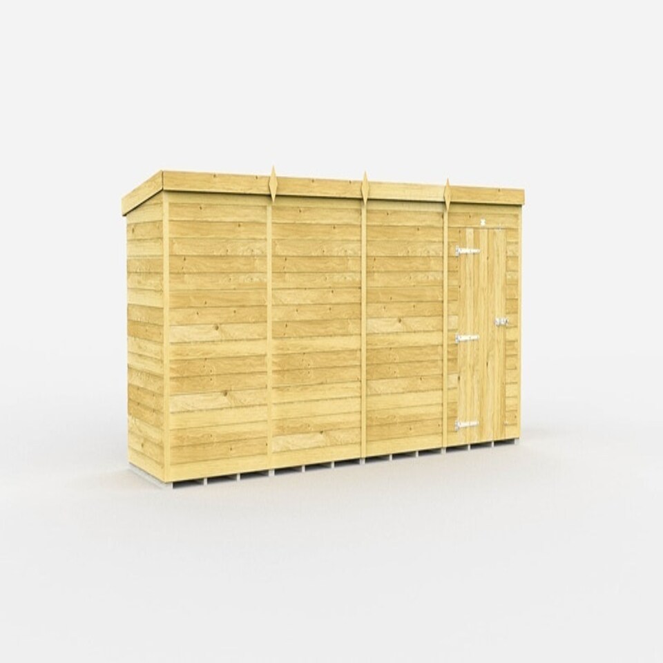 image 1 of 15 x 4 Feet Pent Shed - Single Door Without Windows - Wood - L118 x W454 x H201 cm Brown