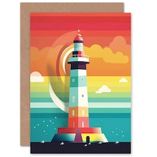 Lighthouse Mid Century Modern Kids Child Kids Birthday Card