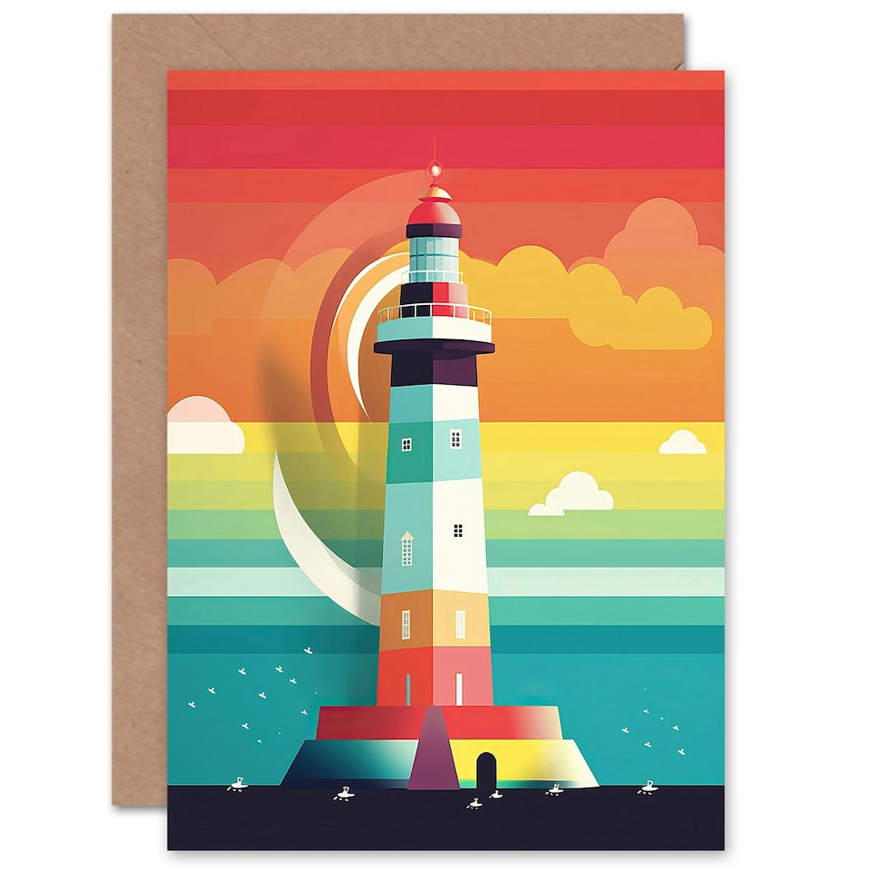 image 1 of Lighthouse Mid Century Modern Kids Child Kids Birthday Card