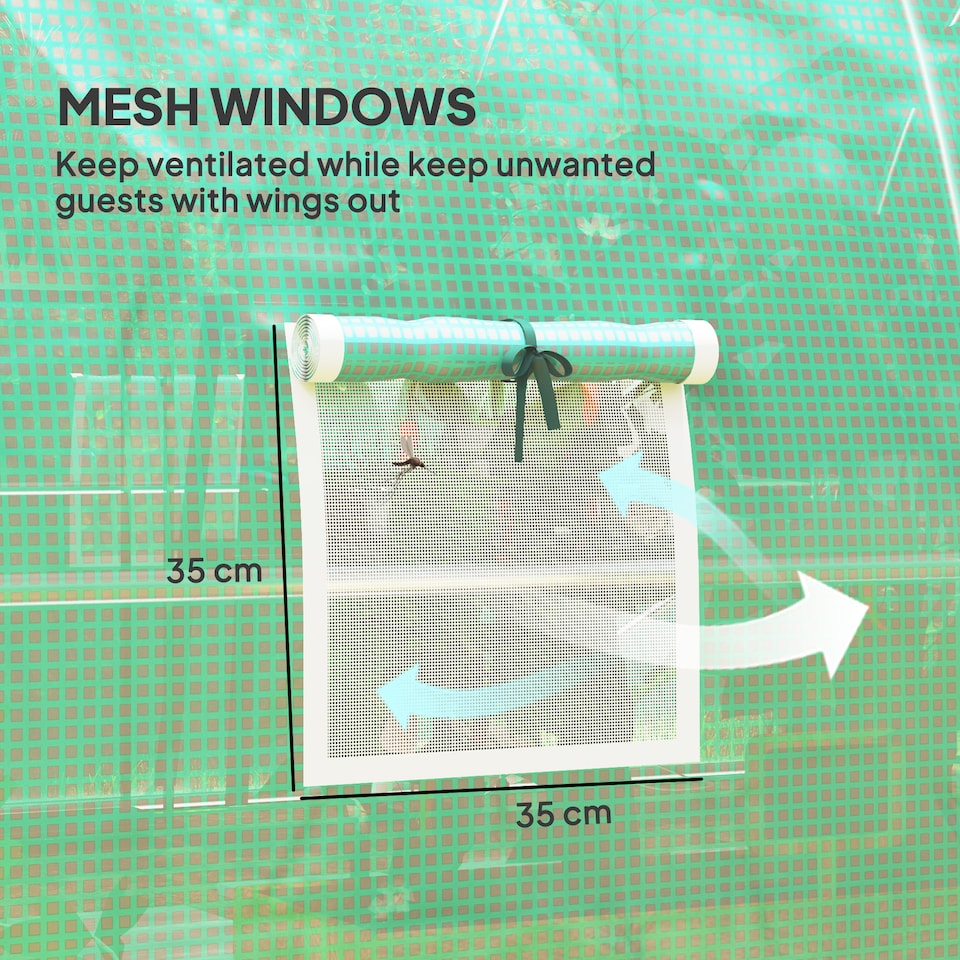 image 1 of Outsunny Tunnel Greenhouse Upgraded Structure, Hinged Doors, 4 x 3 m, Green | Green | 1