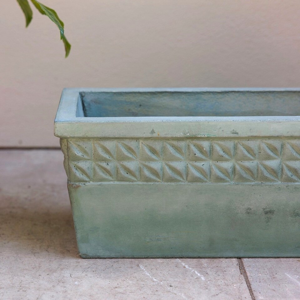 image 1 of Primrose Concrete Capri Trough Outdoor Planter in Dark Green 50cm