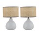 image 1 of First Choice Lighting Set of 2 Tuscan White Ceramic Lamps with Natural Cane Shade White | Brown