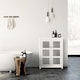 image 2 of Teamson Home Connor Free Standing Floor Storage Cabinet with Textured Glass Doors Adjustable Shelves