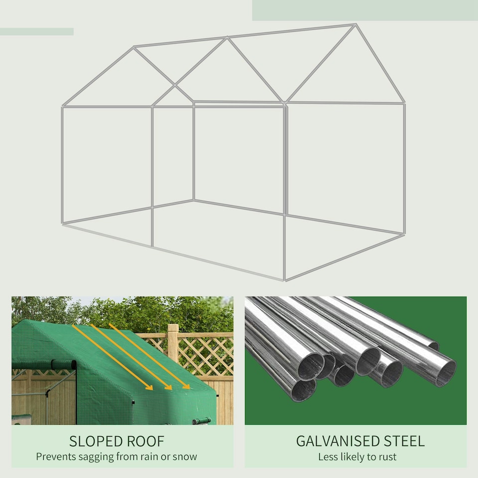image 1 of Outsunny Tunnel Greenhouse W/ UV-resistant PE Cover, Wide Door, 2 x 3(m), Green