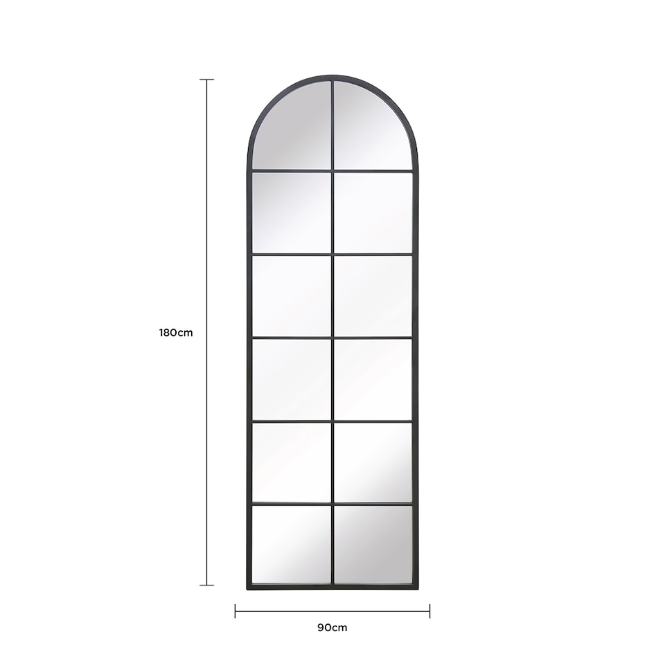 image 1 of Charles Bentley Bern Arch Mirror in Black Weather Resistant