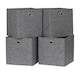 image 5 of Folding Square Storage Utility Box Drawer 4 Piece Fabric Cube Set | Grey | Felt Grey