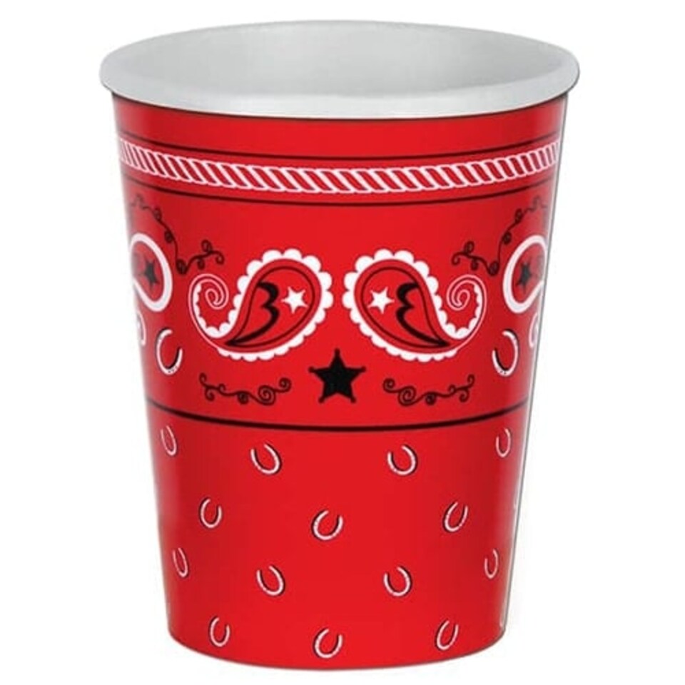 Bandana Theme Paper Cups 266ml - Pack of 8