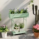 image 8 of Outsunny 2 Tier Plant Stand, Metal Plant Rack with Drain Holes, Green 
