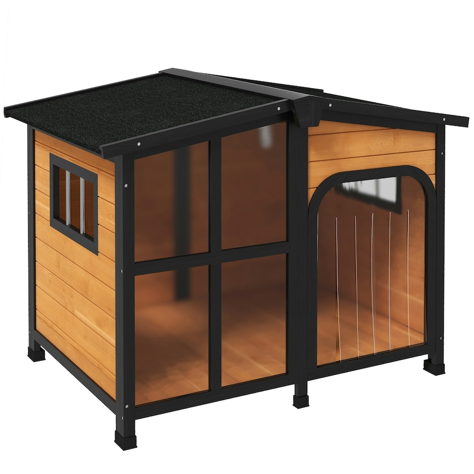 image 1 of PawHut Wooden Dog Kennel, Dog House w/ Removable Floor or Large Dogs 