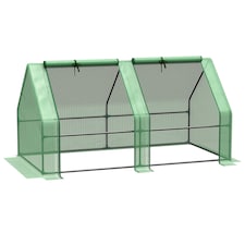 Outsunny Mini Small Greenhouse with Steel Frame & PE Cover & Window