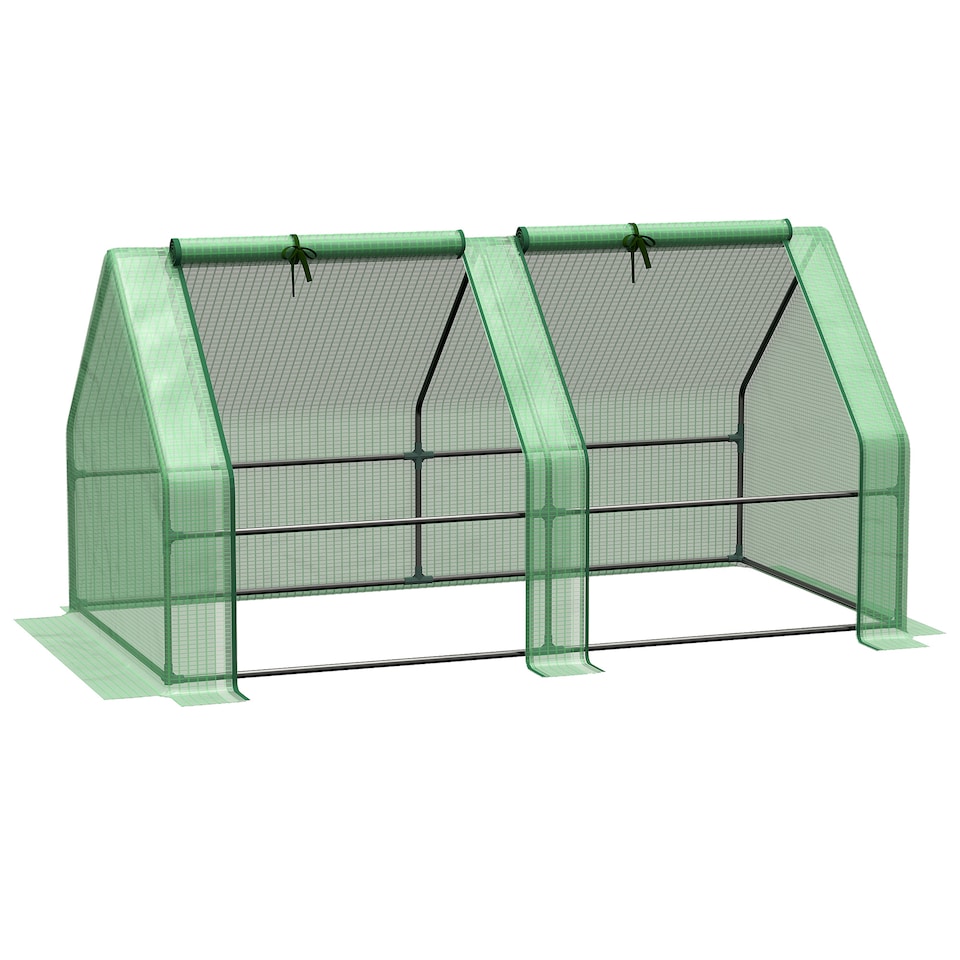 image 1 of Outsunny Mini Small Greenhouse with Steel Frame & PE Cover & Window