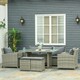 image 2 of Outsunny 6Pcs Rattan Sofa Set Coffee Table Footstool Outdoor w/ Cushion