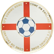 Come on England It's Coming Home Foiled Round Paper Plates 23cm - Pack of 8