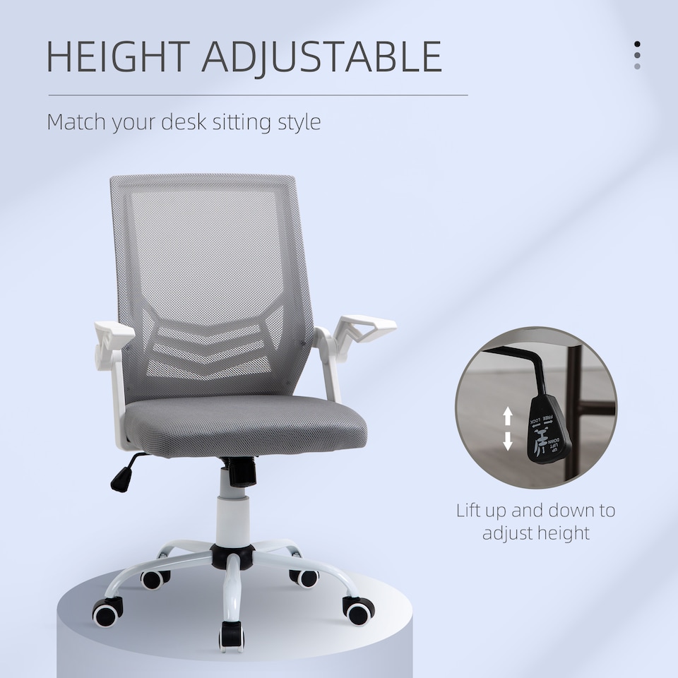 image 1 of Vinsetto Mesh Swivel Office Chair Task Computer Chair w/ Lumbar Support, Grey