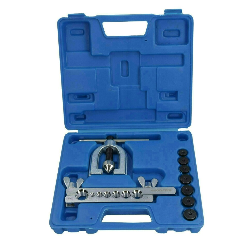 image 1 of Brake Pipe Flaring Tool Kit Brake Repair Single + Double Flare 3/16in - 5/8in 9pc