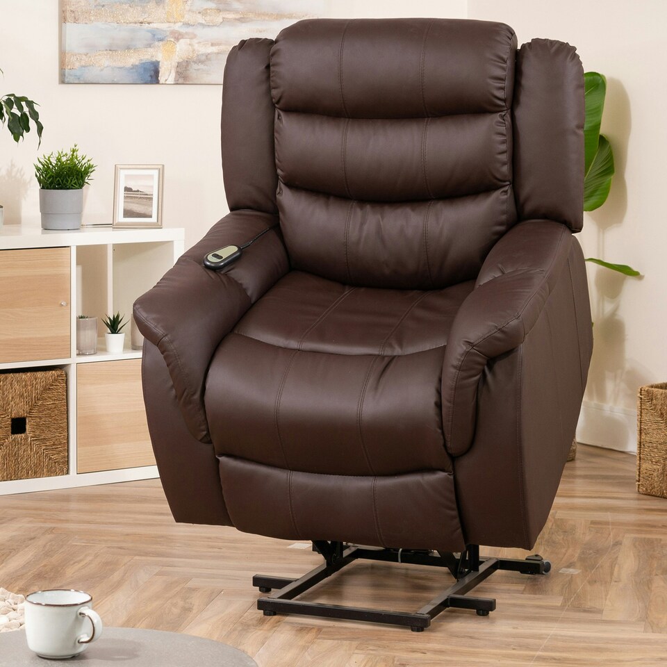 image 1 of Almeira Electric Riser Recliner with Massage and Heat - Brown