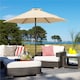image 2 of Yaheetech 230 cm Patio Umbrella with 6 Ribs Push Button Tilt and Crank-Tan