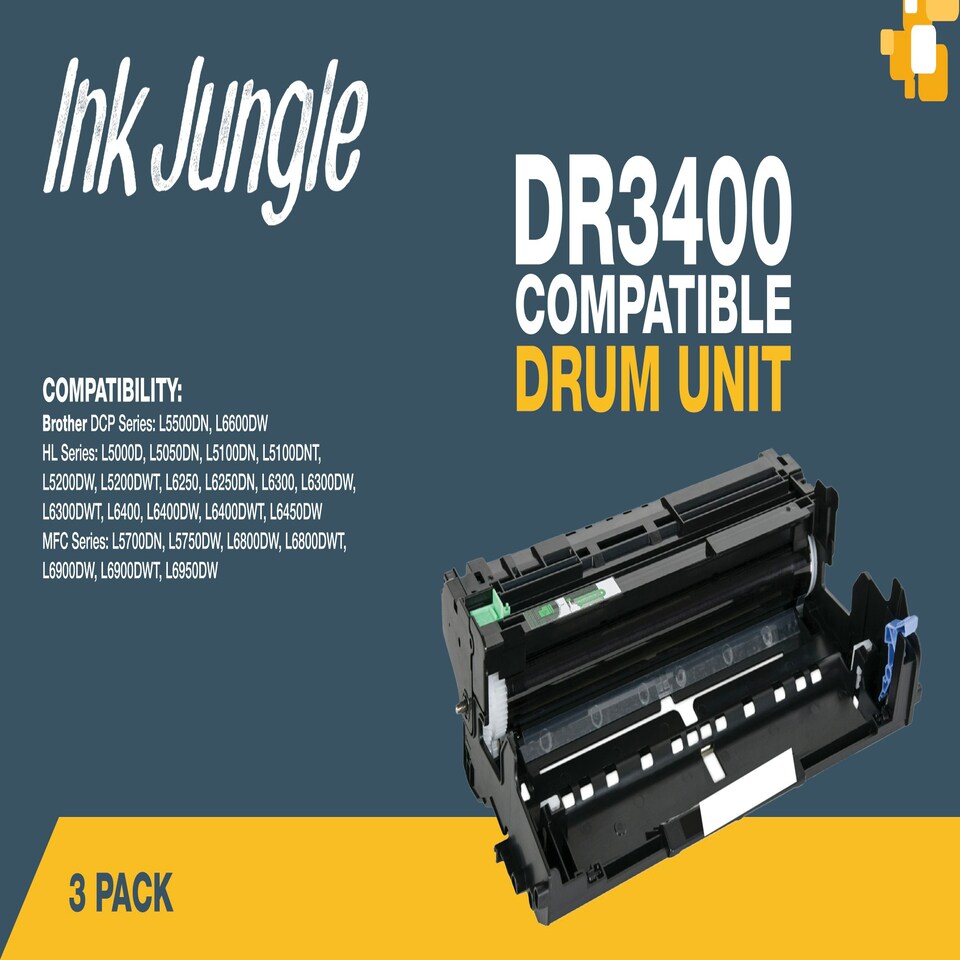 image 1 of 3x Compatible Brother DR3400 Drum Units N/A