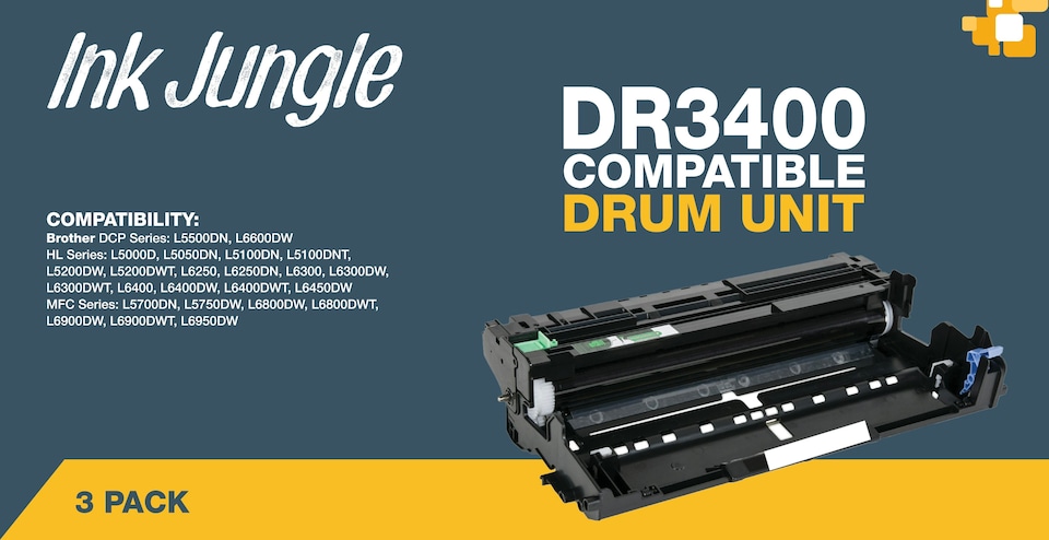 image 1 of 3x Compatible Brother DR3400 Drum Units | Multi | 3