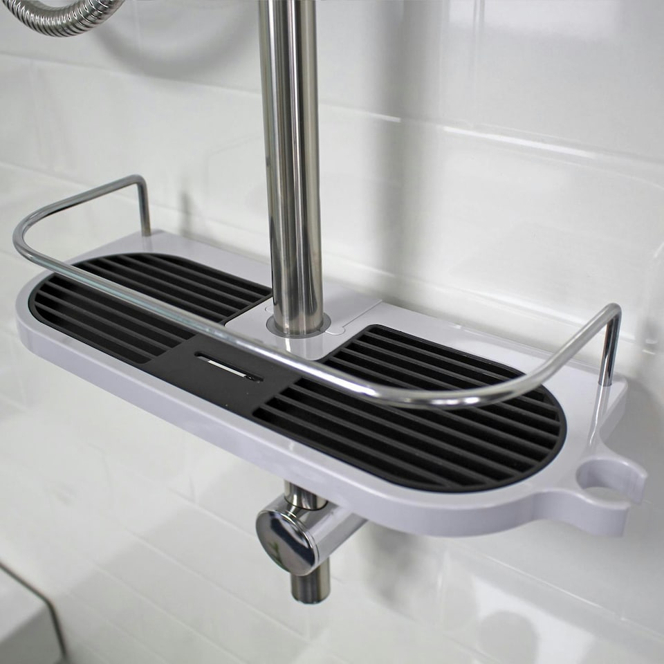 image 1 of Showerdrape Shower Rail Shelf Storage Shelf Caddy