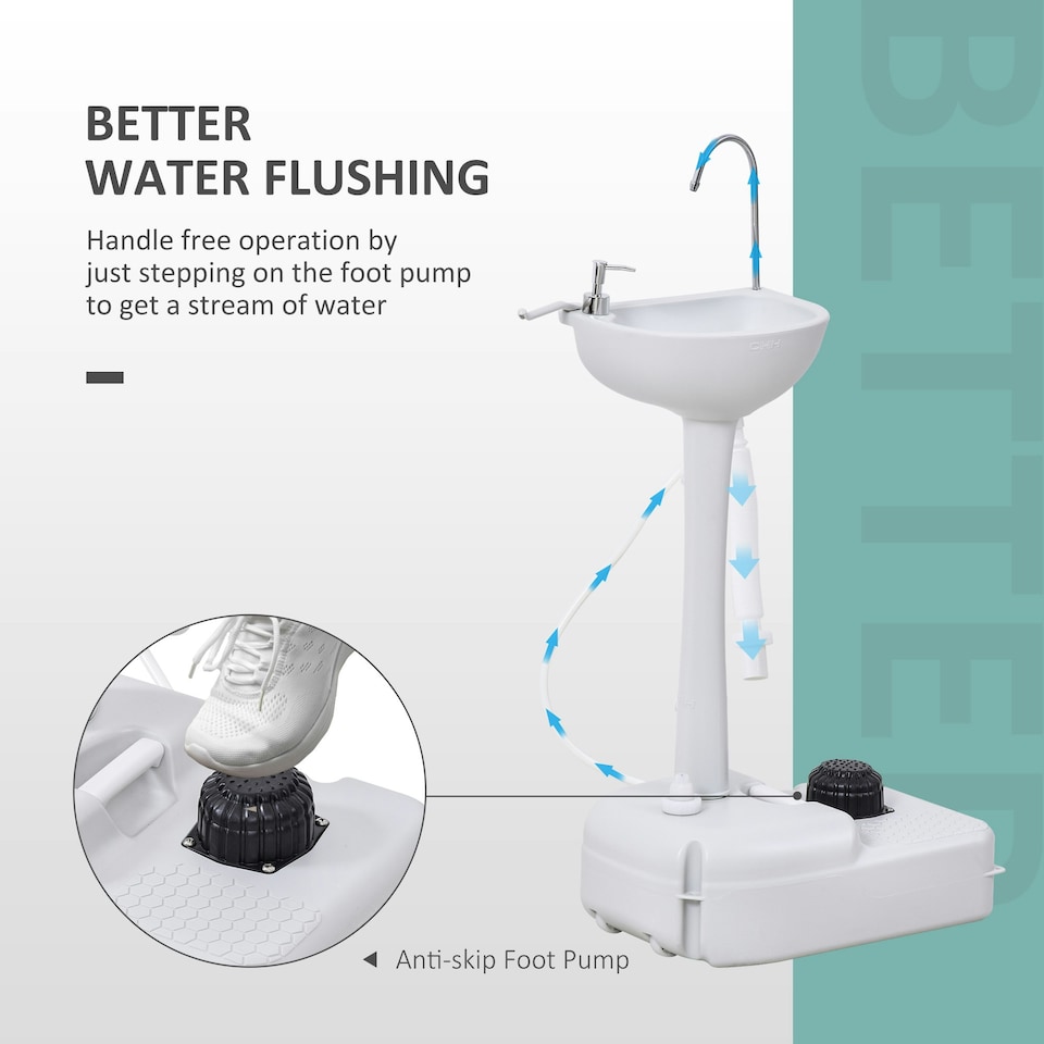 image 1 of Outsunny Portable Camping Sink with Towel Holder & Soap Dispenser Hand Wash