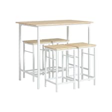 SoBuy Breakfast Bar Table and Stools Set 5-Piece, Light Oak/White, 39.4x23.6x34.3 inches, 26.25 kg - OGT11-WN