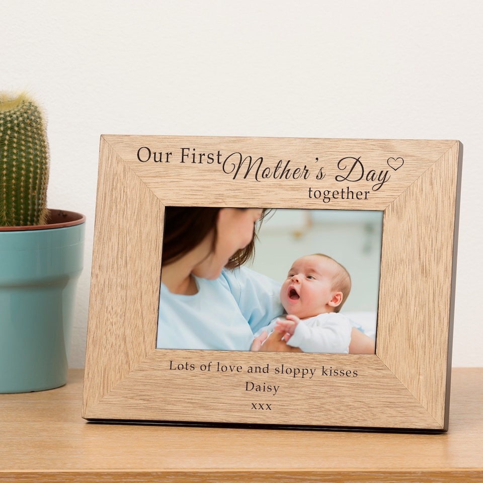 image 1 of Personalised Our First Mother's Day together Wood Picture Frame 6x4 Mum