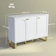 image 7 of HOMCOM Sideboard with Adjustable Shelves & 3 Doors for Living Room, White White | Gold