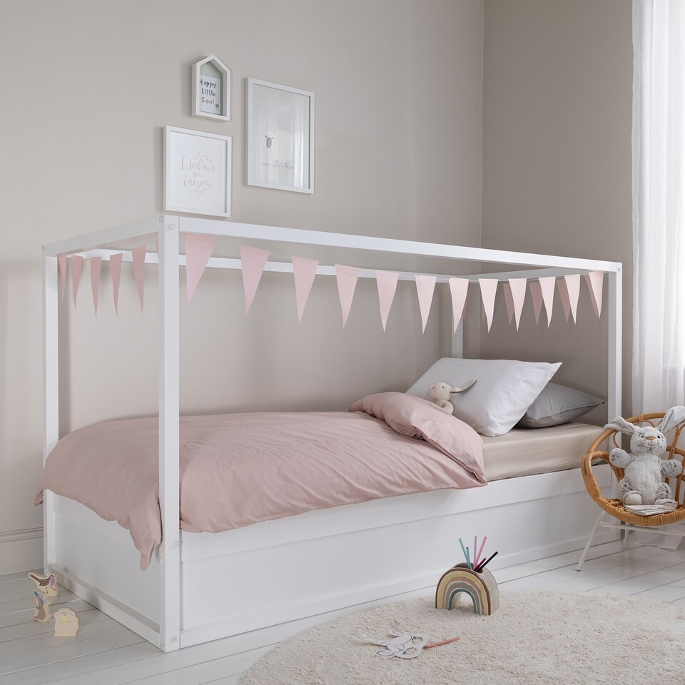 image 1 of Lykke Midsleeper Cabin Bed Reversible with Straight Ladder in White