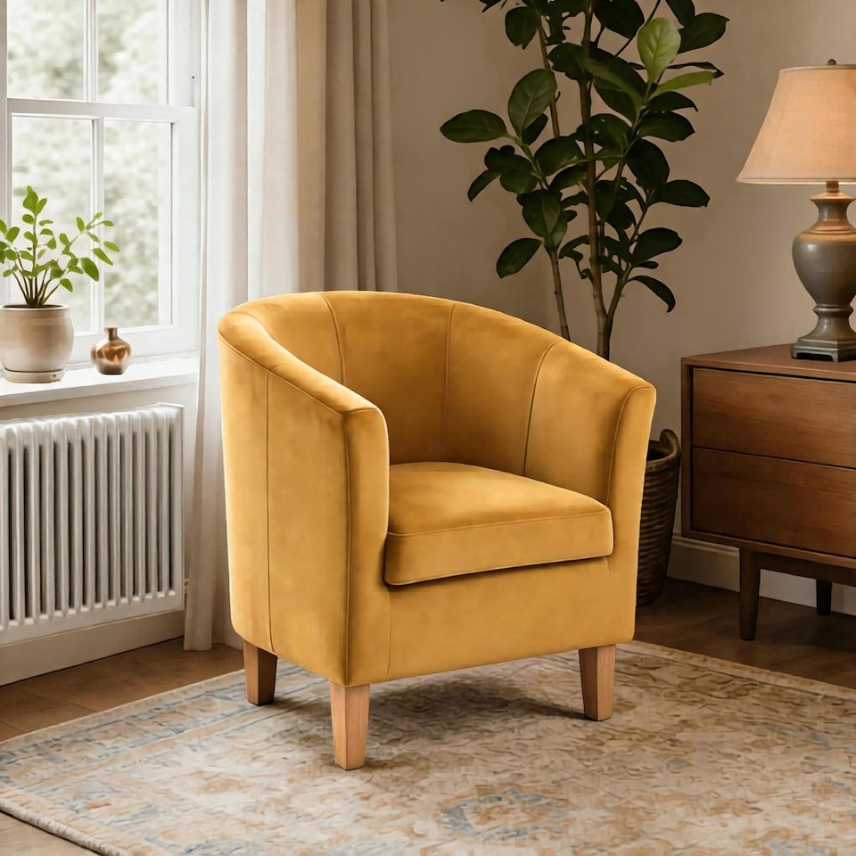 image 1 of Velvet Fabric Tub Chair Sofa Armchair Modern Office Reception Living Room