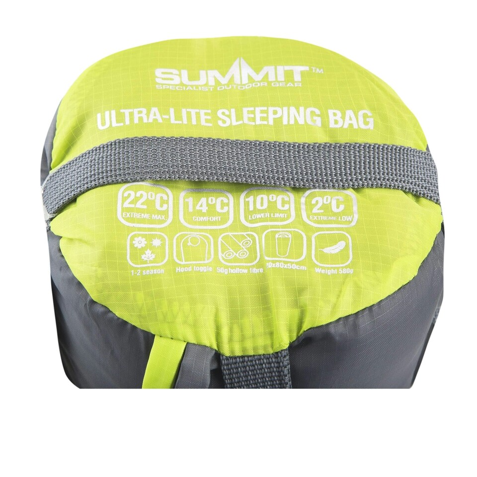 image 1 of Summit Ultra Lite Sleeping Bag - Grey/Yellow - One Size