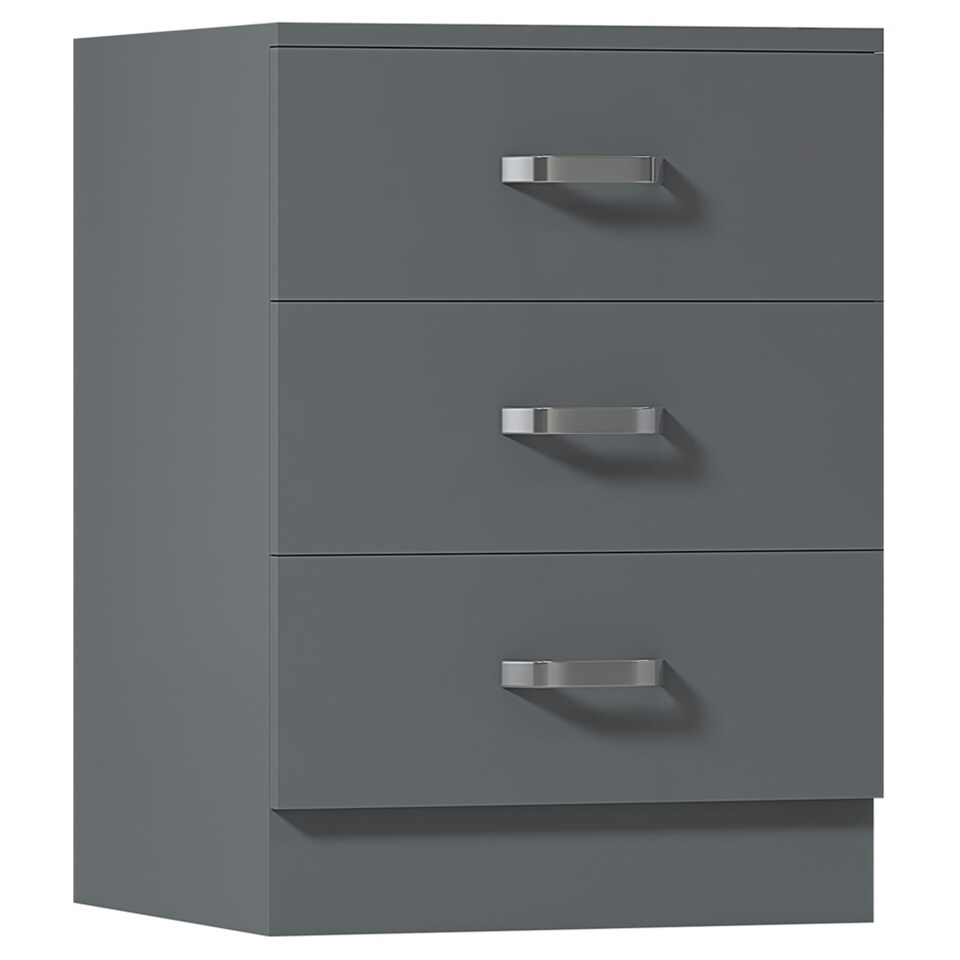 image 1 of FWStyle Tunis 3 Drawer Bedside Chest Matt Grey