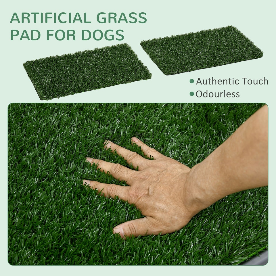 image 1 of PawHut Dog Toilet with 2 Packs Artificial Grass Pads, 67 x 41cm, Green